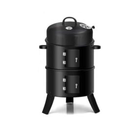 Barbecue Grill à Charbon de Bois 3 en 1 – Fumoir, Cuisson Directe & Rôtissoire
