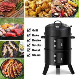 Barbecue Grill à Charbon de Bois 3 en 1 – Fumoir, Cuisson Directe & Rôtissoire – Image 5