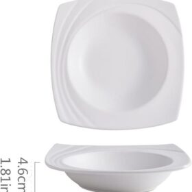 Lot de 6 Assiettes Plates Carrées en Mélamine – Design Moderne – Vaisselle de Table Durable – Blanc – Image 2