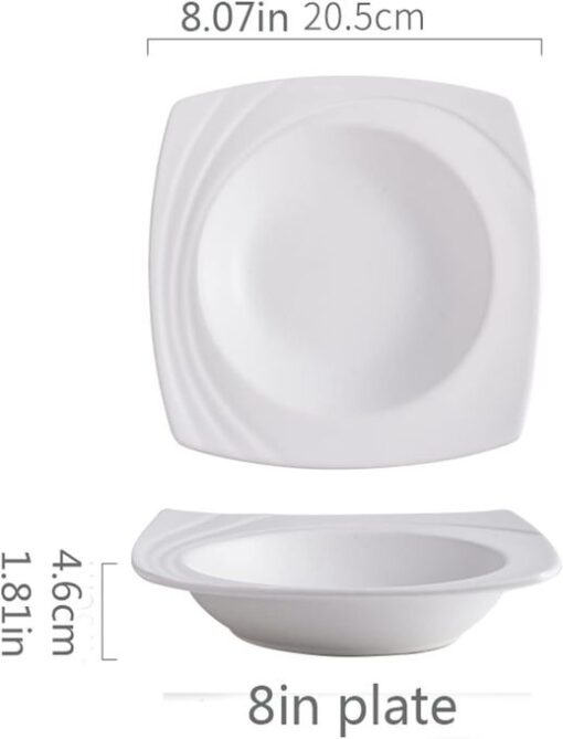 Lot de 6 Assiettes Plates Carrées en Mélamine – Design Moderne – Vaisselle de Table Durable – Blanc Lot de 6 Assiettes Plates Carrées en Mélamine – Design Moderne – Vaisselle de Table Durable – Blanc