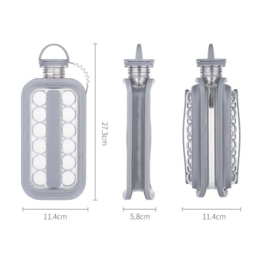 Bouteille 2 en 1 avec 17 Boules de Glaçons – Bouteille d’Eau Froide Réutilisable – Gris Bouteille 2 en 1 avec 17 Boules de Glaçons – Bouteille d’Eau Froide Réutilisable – Gris