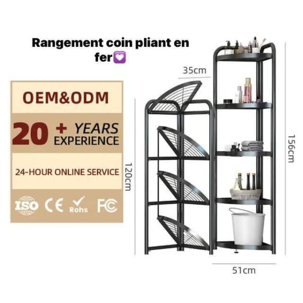 Étagère de Rangement Pliable en Fer – 5 Niveaux – Robuste et Gain de Place – 156x51 cm Étagère de Rangement Pliable en Fer – 5 Niveaux – Robuste et Gain de Place – 156x51 cm