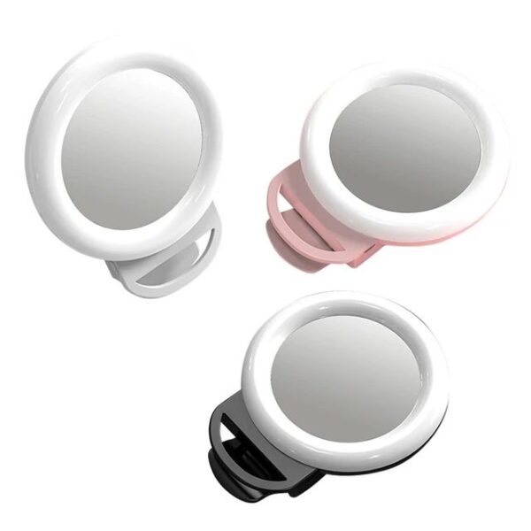 Selfie Ring Light avec Pince et Miroir Intégré – Éclairage LED USB pour Smartphone, Tablette, PC – Luminosité Réglable – Rose Selfie Ring Light avec Pince et Miroir Intégré – Éclairage LED USB pour Smartphone, Tablette, PC – Luminosité Réglable – Rose