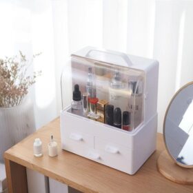 Organisateur Maquillage Acrylique Transparent – Boîte de Rangement Cosmétique avec Tiroirs – Blanche
