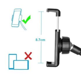 Support Téléphone de Bureau Universel – Réglable 360° – Antidérapant – Hauteur Ajustable jusqu’à 32 cm – Noir – Image 2