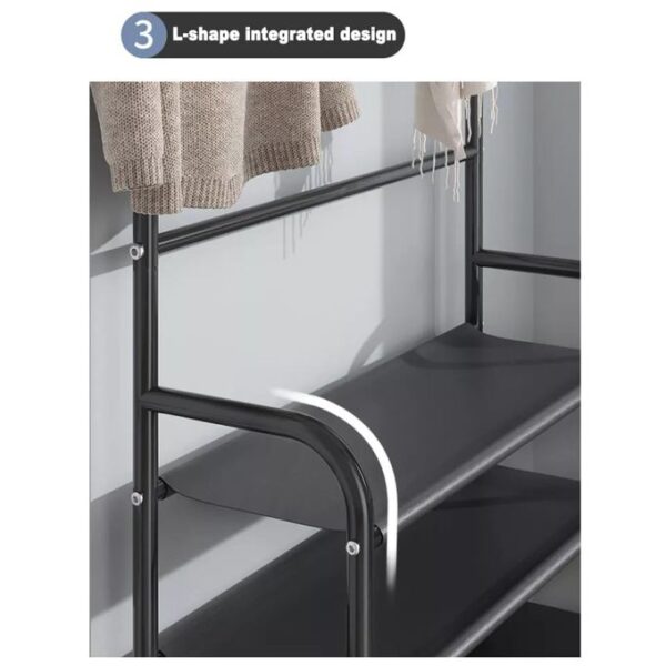 Penderie Étagère Industrielle – Acier Inoxydable – 114,5x44x154 cm – 90 kg – Pour Vêtements, Chaussures et Sacs – Noir