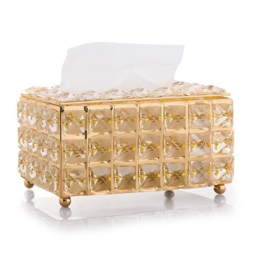 Boîte à Mouchoirs en Cristal – Design Élégant – Couleur Or – Pour Salle de Bain, Salon, Bureau ou Voiture Boîte à Mouchoirs en Cristal – Design Élégant – Couleur Or – Pour Salle de Bain, Salon, Bureau ou Voiture