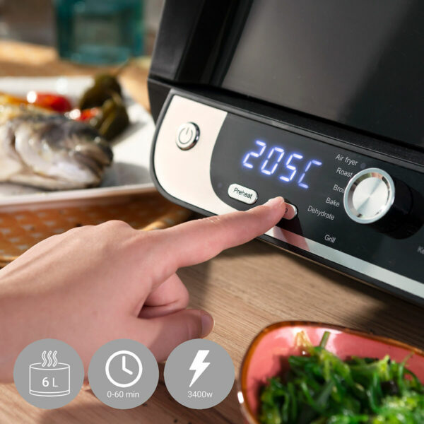 Friteuse à Air avec Gril, Accessoires et Livre de Recettes 12-in-1 6000 Noir Acier 3400 W 6 L Friteuse à Air avec Gril, Accessoires et Livre de Recettes 12-in-1 6000 Noir Acier 3400 W 6 L