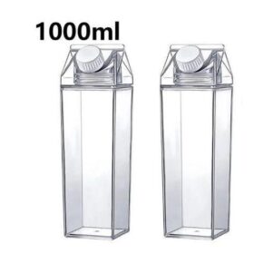 Pack de 2 Bouteilles d’Eau Incassables – 1000ml – Forme Brique de Lait – Blanc – Sans BPA & Antifuite – Image 2