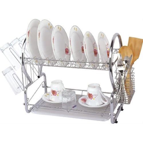 Égouttoir à Vaisselle 2 Niveaux – Séchoir Acier Chromé avec Bac Collecteur – Argenté Égouttoir à Vaisselle 2 Niveaux – Séchoir Acier Chromé avec Bac Collecteur – Argenté