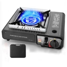 Réchaud à Gaz Portable à Cassette – Brûleur Simple – Usage Extérieur & Intérieur – 1,2 kg – Noir