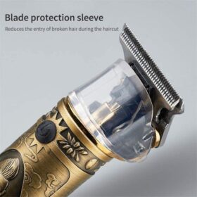 Tondeuse Professionnelle Vintage T9 – Sans Fil – Barbe & Cheveux – Rechargeable – 4 Sabots – Bronze – Image 6
