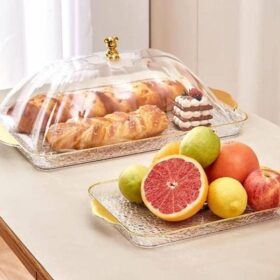 Panier de Présentation avec Couvercle – Présentoir à Pain, Fruits et Gâteaux – Transparent – Multi-Usages