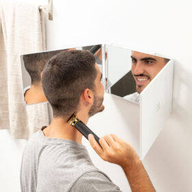 Miroir de maquillage éclairé Miroir de salle de bain avec design pliant et vue – Image 13