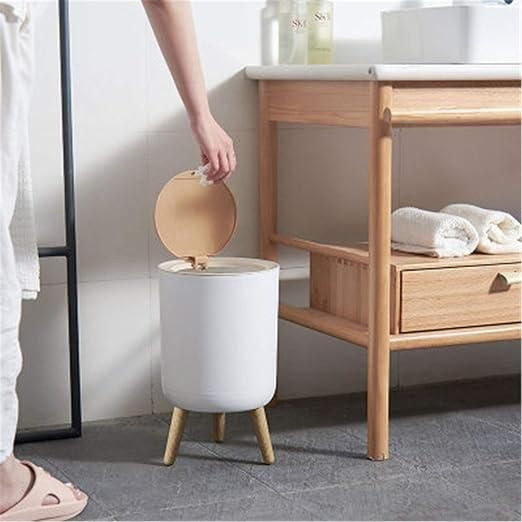 Poubelle Style Nordique avec Couvercle à Pression – Blanc – 22 x 36,3 cm – Imitation Bois pour Cuisine, Salle de Bain ou Salon Poubelle Style Nordique avec Couvercle à Pression – Blanc – 22 x 36,3 cm – Imitation Bois pour Cuisine, Salle de Bain ou Salon