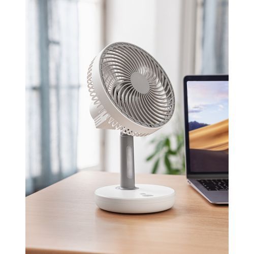 Ventilateur de Bureau Rotatif avec Lampe LED – Gris/Blanc, Compact et Silencieux Ventilateur de Bureau Rotatif avec Lampe LED – Gris/Blanc, Compact et Silencieux