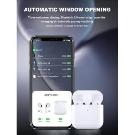 Écouteurs Sans Fil Pro5 Mini – Bluetooth Universel – Blanc – Boîtier de Recharge Inclus – Image 5