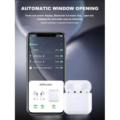 Écouteurs Sans Fil Pro5 Mini – Bluetooth Universel – Blanc – Boîtier de Recharge Inclus Écouteurs Sans Fil Pro5 Mini – Bluetooth Universel – Blanc – Boîtier de Recharge Inclus