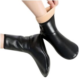 Chaussettes d'intérieur Unisexe - Automne / Hiver en Simili Cuir Noir
