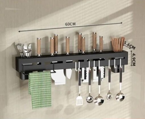 Étagère de Rangement Murale de Cuisine – Égouttoir à Cuillères et Baguettes – Acier Inoxydable Noir Étagère de Rangement Murale de Cuisine – Égouttoir à Cuillères et Baguettes – Acier Inoxydable Noir
