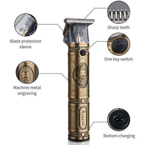 Tondeuse Professionnelle Vintage T9 – Sans Fil – Barbe & Cheveux – Rechargeable – 4 Sabots – Bronze Tondeuse Professionnelle Vintage T9 – Sans Fil – Barbe & Cheveux – Rechargeable – 4 Sabots – Bronze