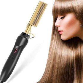 Peigne Lisseur Électrique Chauffant – Spécial Cheveux Bouclés & Frisés
