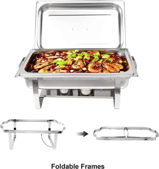 Chafing Dish Buffet en Acier Inoxydable – Réchaud Chauffe-Plat à Bougie avec Couvercle Rabattable – Présentoir pour Buffet, Mariage, Événements Chafing Dish Buffet en Acier Inoxydable – Réchaud Chauffe-Plat à Bougie avec Couvercle Rabattable – Présentoir pour Buffet, Mariage, Événements