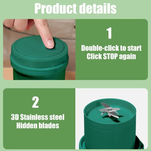 Mini Mixeur Portable 350ML – Presse-Fruits Électrique Rechargeable – Smoothies & Jus Frais – USB – 3 Couleurs