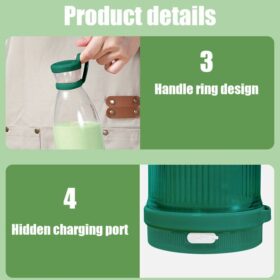 Mini Mixeur Portable 350ML – Presse-Fruits Électrique Rechargeable – Smoothies & Jus Frais – USB – 3 Couleurs – Image 4