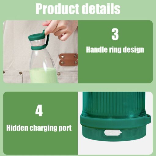 Mini Mixeur Portable 350ML – Presse-Fruits Électrique Rechargeable – Smoothies & Jus Frais – USB – 3 Couleurs