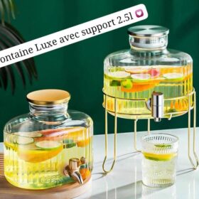 Distributeur de Boisson avec Robinet – Fontaine à Jus Élégante – Verre Résistant