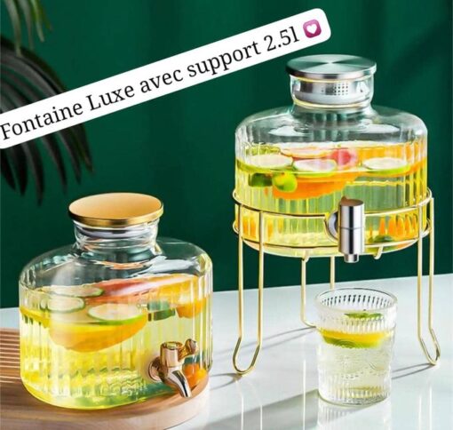 Distributeur de Boisson avec Robinet – Fontaine à Jus Élégante – Verre Résistant Distributeur de Boisson avec Robinet – Fontaine à Jus Élégante – Verre Résistant