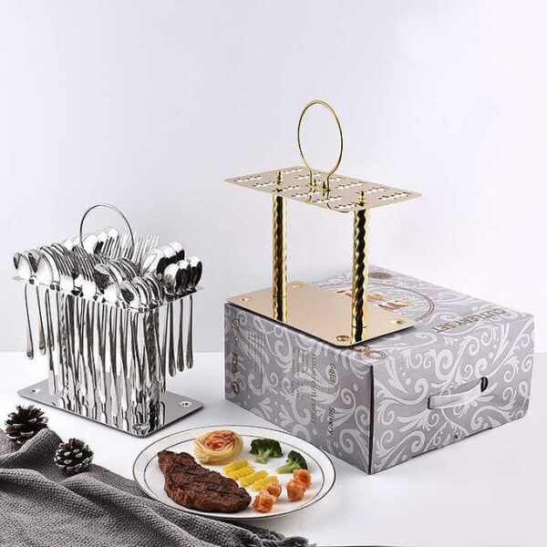 Ensemble de Couverts de Luxe 36 Pièces avec Grand Support – Spécial Mariage & Réceptions Ensemble de Couverts de Luxe 36 Pièces avec Grand Support – Spécial Mariage & Réceptions