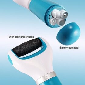 Râpe Pied Électrique aux Cristaux de Diamant + Tête de Rouleau Bonus – Bleu – Image 3