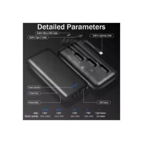 Power Bank 10000mAh Portable avec 3 Câbles Intégrés – Batterie Lithium-Polymère Noir – Image 7