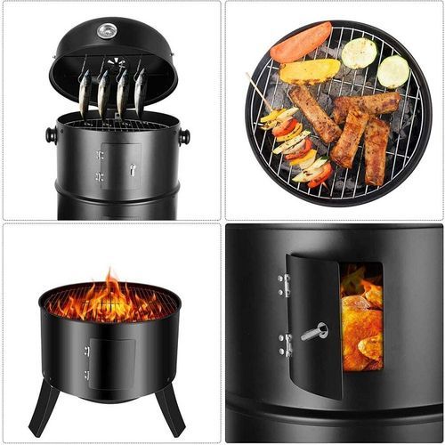 Barbecue Grill à Charbon de Bois 3 en 1 – Fumoir, Cuisson Directe & Rôtissoire Barbecue Grill à Charbon de Bois 3 en 1 – Fumoir, Cuisson Directe & Rôtissoire