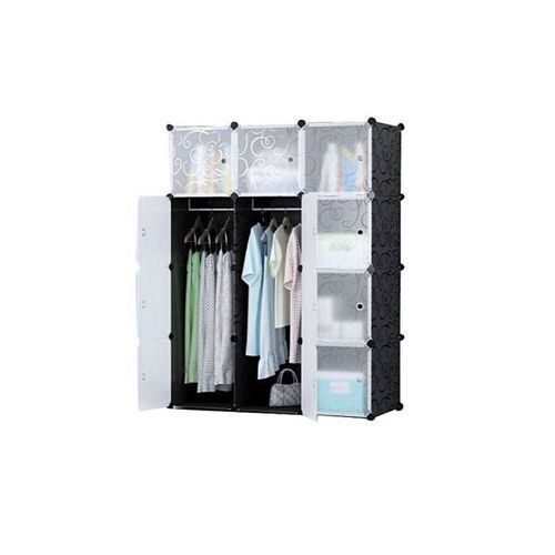 Armoire Penderie en Cubes Modulables – Portable & Montable – Design Moderne – Résine Écologique – Gris/Blanc Armoire Penderie en Cubes Modulables – Portable & Montable – Design Moderne – Résine Écologique – Gris/Blanc