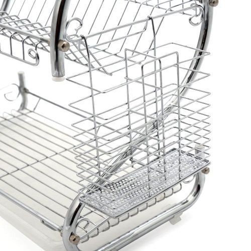Égouttoir à Vaisselle 2 Niveaux – Séchoir Acier Chromé avec Bac Collecteur – Argenté Égouttoir à Vaisselle 2 Niveaux – Séchoir Acier Chromé avec Bac Collecteur – Argenté