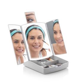 Miroir LED Pliable avec Organisateur de Maquillage 3-en-1 Panomir – Image 8