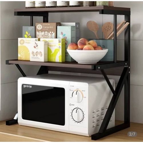 Étagère de Rangement Double Couche pour Micro-ondes – Bois & Métal – Structure Solide – 60 x 41 x 67,5 cm – Noir & Bois Étagère de Rangement Double Couche pour Micro-ondes – Bois & Métal – Structure Solide – 60 x 41 x 67,5 cm – Noir & Bois
