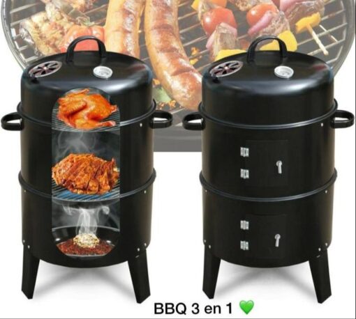 Barbecue Grill à Charbon de Bois 3 en 1 – Fumoir, Cuisson Directe & Rôtissoire Barbecue Grill à Charbon de Bois 3 en 1 – Fumoir, Cuisson Directe & Rôtissoire