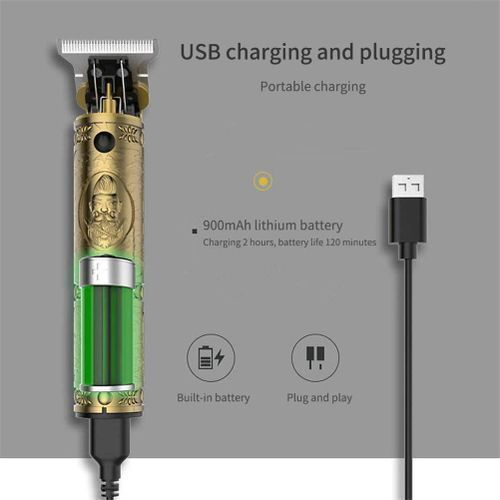 Tondeuse Professionnelle Vintage T9 – Sans Fil – Barbe & Cheveux – Rechargeable – 4 Sabots – Bronze Tondeuse Professionnelle Vintage T9 – Sans Fil – Barbe & Cheveux – Rechargeable – 4 Sabots – Bronze