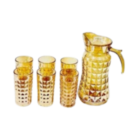 Ensemble Carafe en Cristal – 7 Pièces (1L + 6 Verres 0,5L)