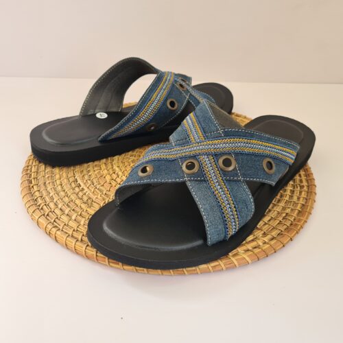 Sandales Homme en Cuir Rouge et Pagne Tissé – Taille 43