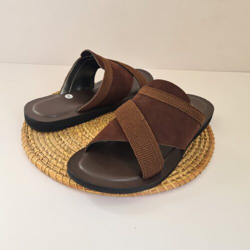 Sandales Homme en Cuir Marron Beige avec Fil – Taille 44