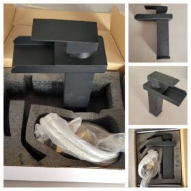 Robinet Mitigeur à Bec Cascade Noir Mat – Image 1