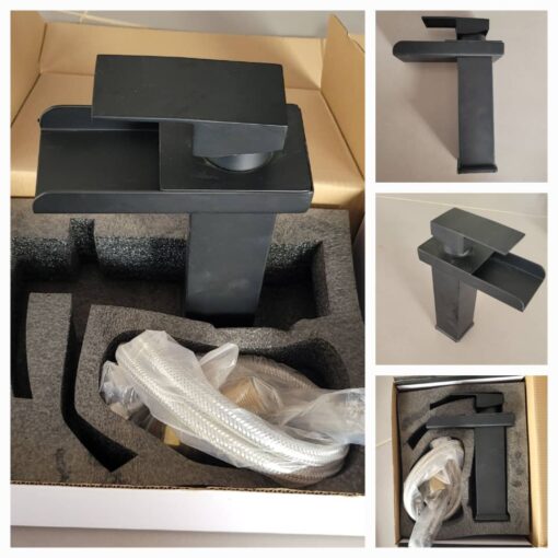 Robinet Mitigeur à Bec Cascade Noir Mat Robinet Mitigeur à Bec Cascade Noir Mat