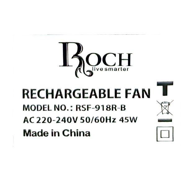 Ventilateur rechargeable Roch RSF-918R-B - 18" Ventilateur rechargeable Roch RSF-918R-B - 18"