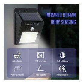 Lampe Solaire Extérieure LED 0.55W – Détecteur de Mouvement – Étanche IP65 – Noir – Image 5