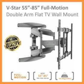 Support Mural TV V-Star S65 – Inclinable et Pivotant – Pour Écrans 32” à 85” – Solide & Pratique